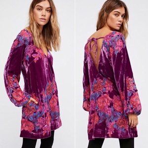Free People velvet burnout mini dress with pockets